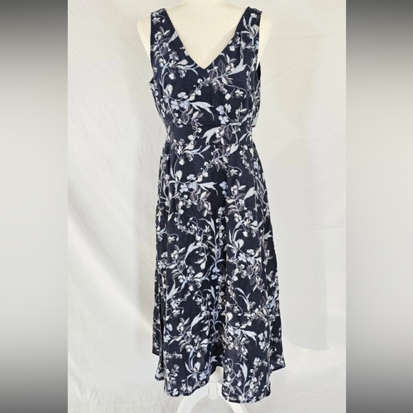 C&C California Midnight Blue Floral Midi Dress - Picture 1 of 9